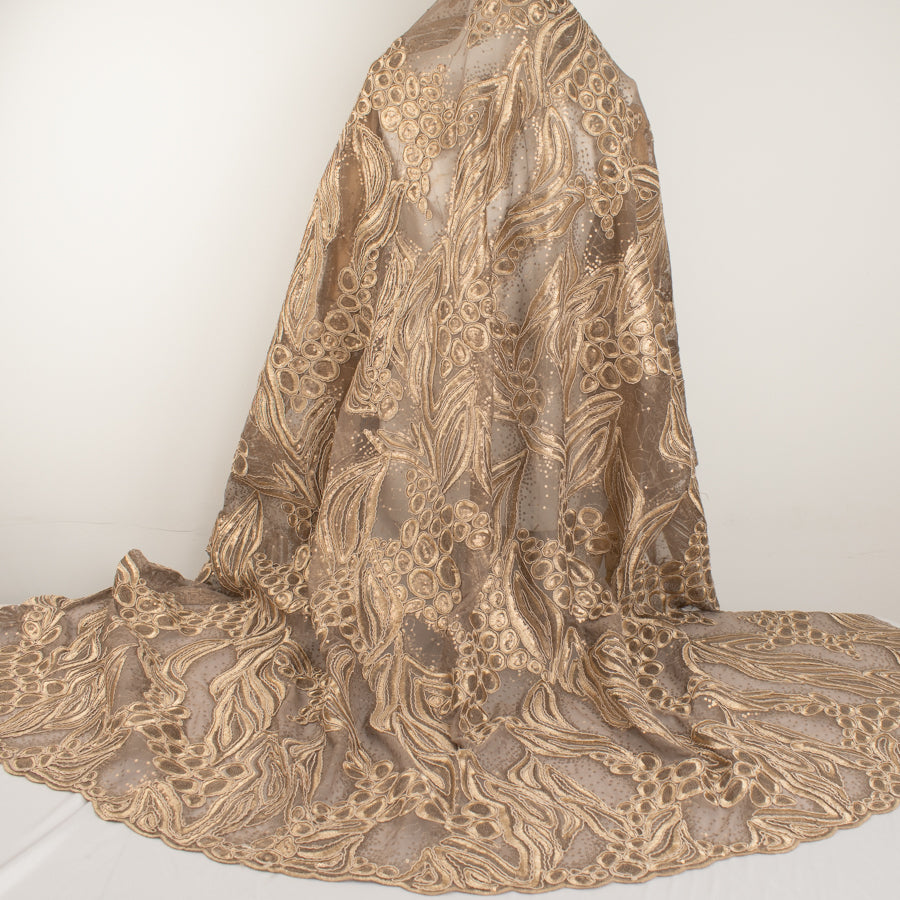 Corded Sequin Chantilly Lace Latte