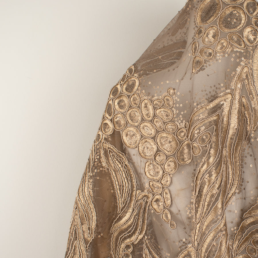 Corded Sequin Chantilly Lace Latte