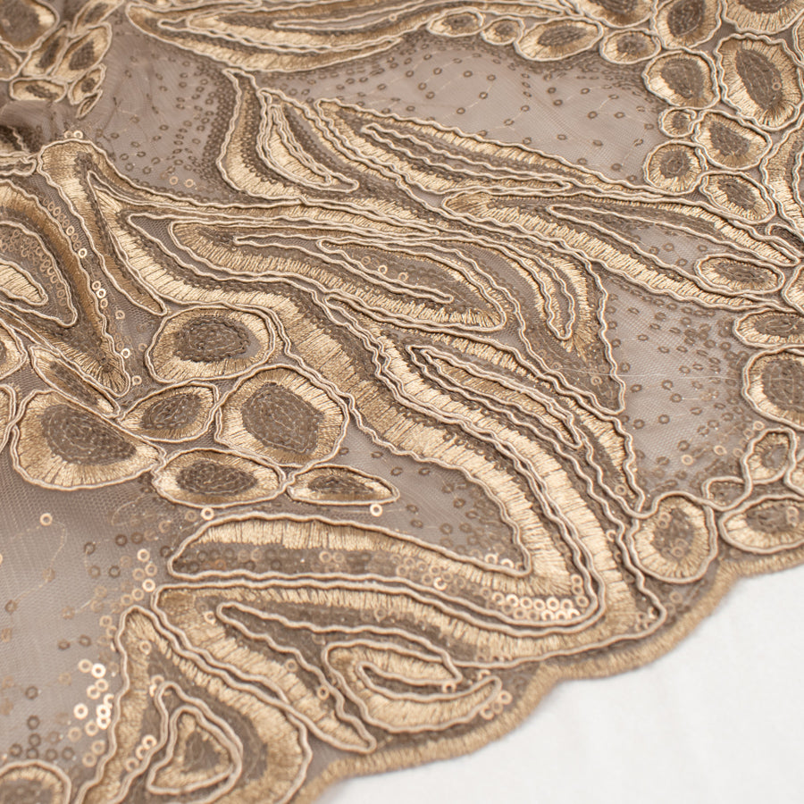 Corded Sequin Chantilly Lace Latte