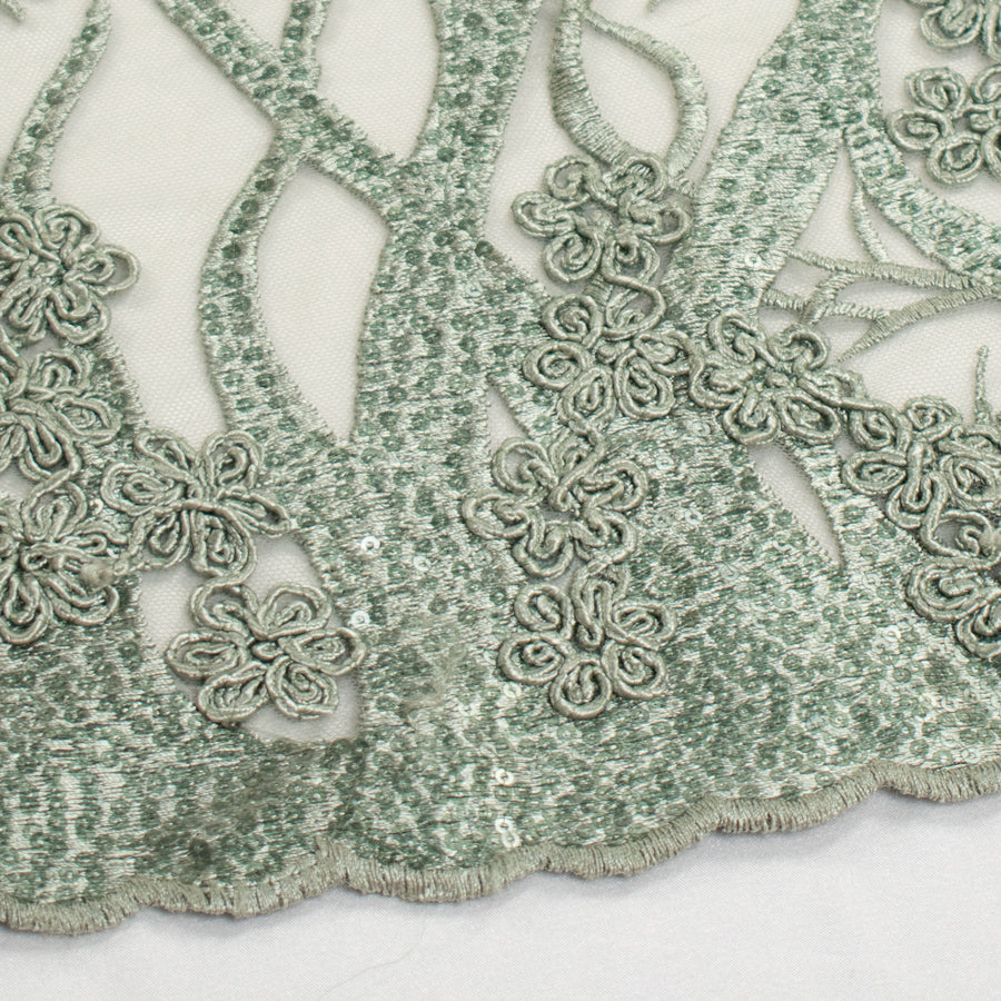 Corded Sequin Vines Chantilly Lace Design-2 Sage Green