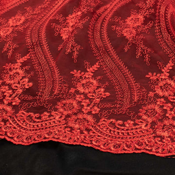 Corded Metallic Lace Red