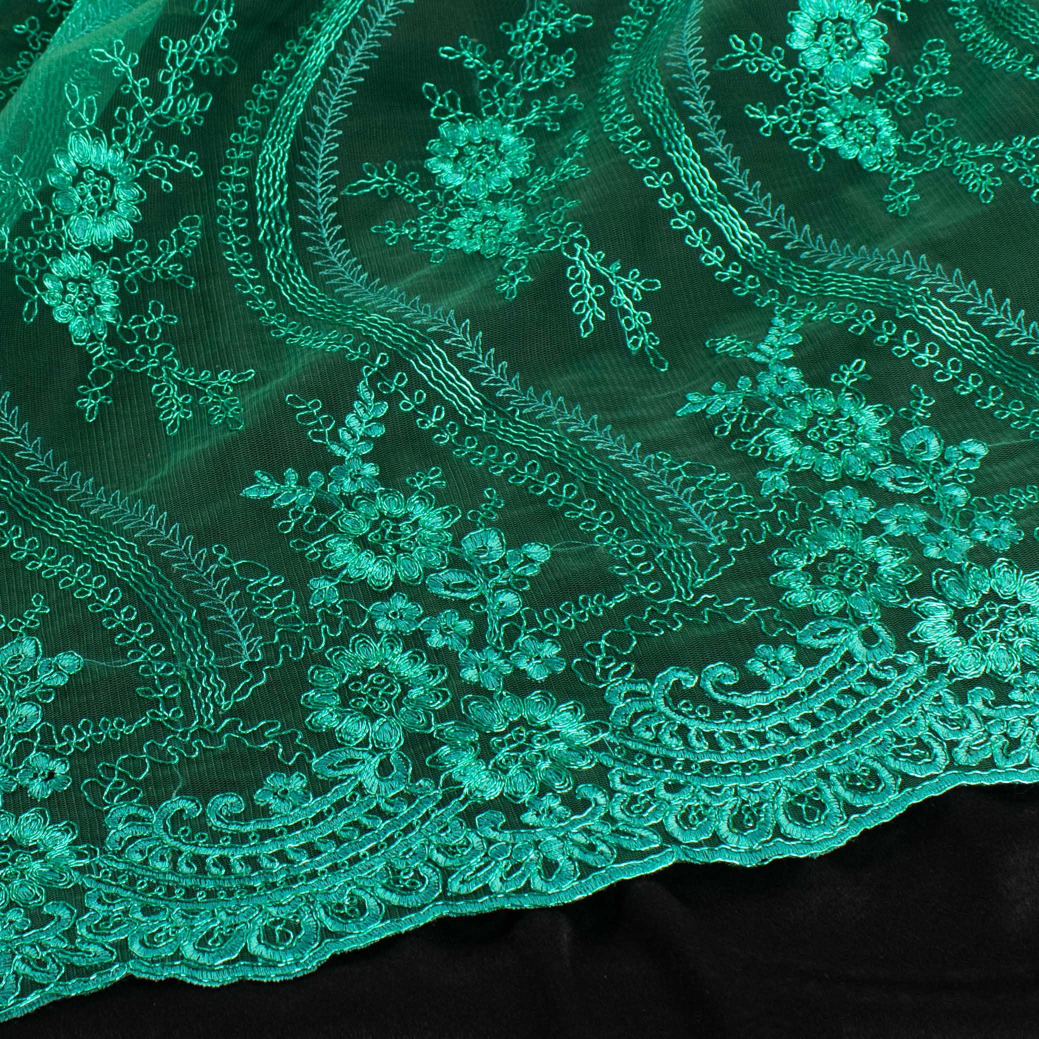 Corded Metallic Lace Teal Green