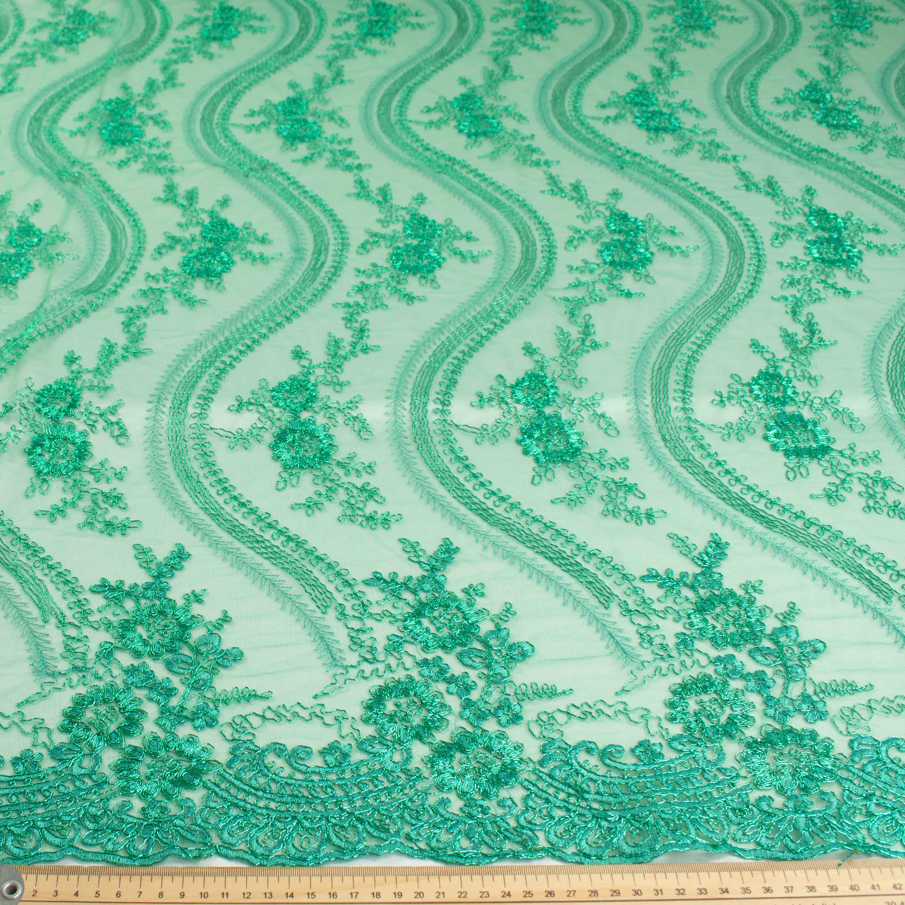 Corded Metallic Lace Teal Green