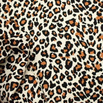 Cotton Corduroy Prints Design 1 Brown & Ivory Leopard