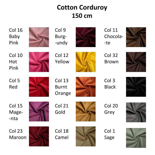 Corduroy - 6 Wale 100% Cotton