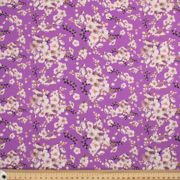Old World Purple Collection #13 Pink Sakura on Purple Cotton Prints