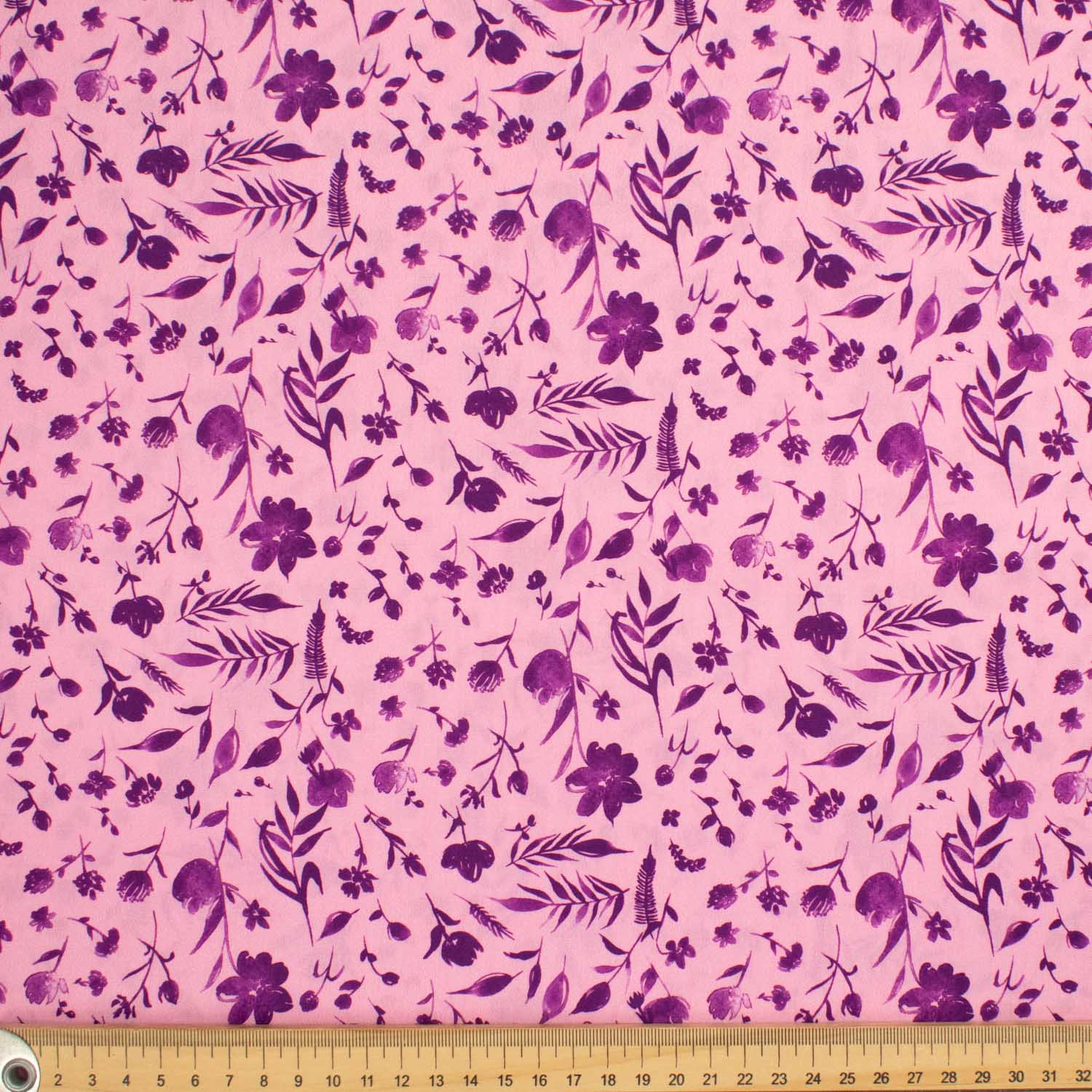 Old World Purple Collection #15 Purple Leaves & Floral on Pink Cotton Prints