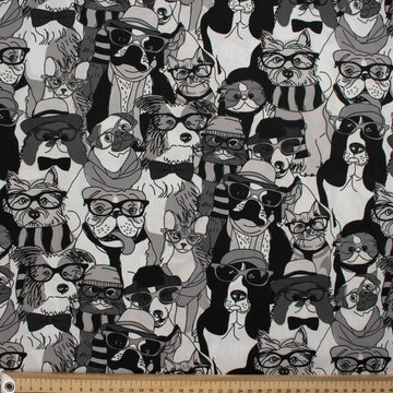 Dog Story Collection Black Dogs with Scarf Cotton Prints