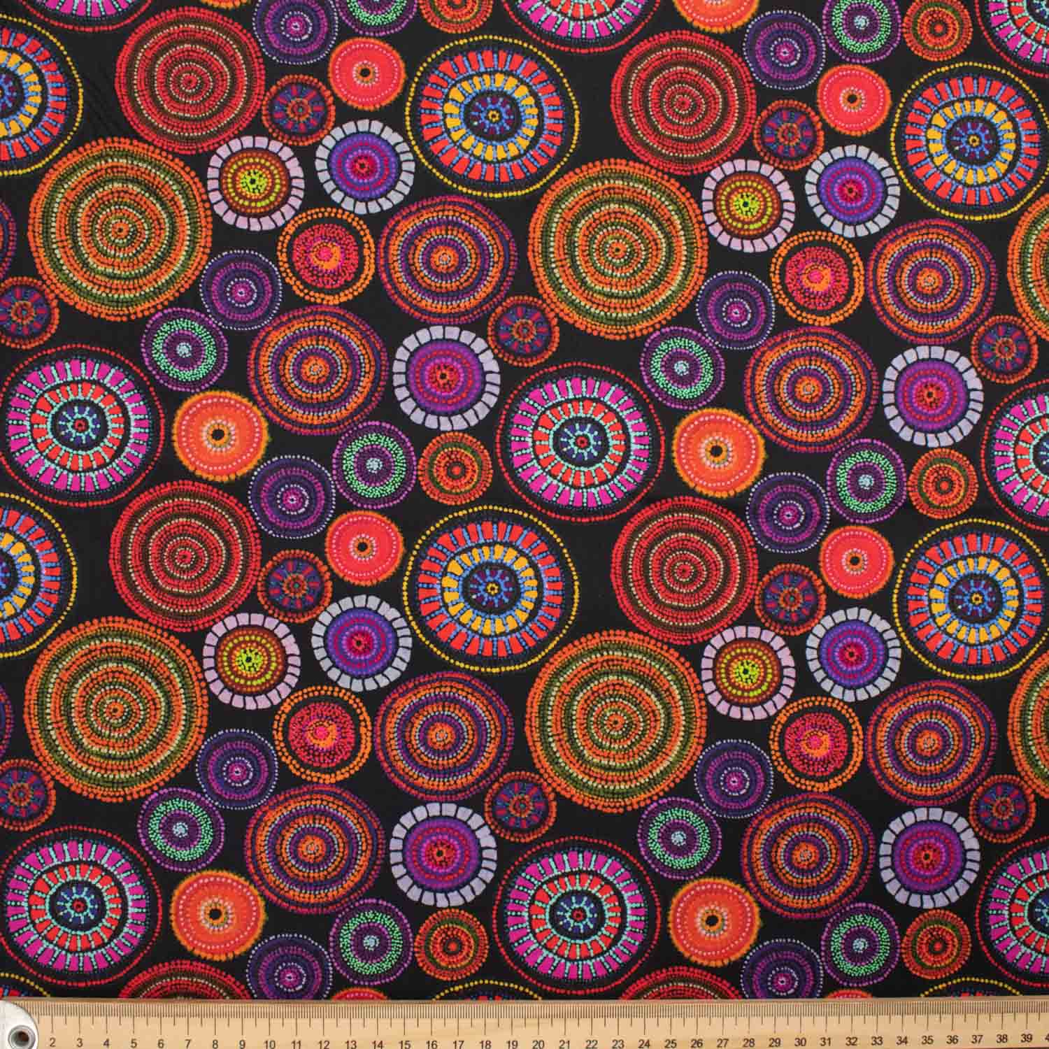 Australian Abstracts Collection Circle Dream Blacks Cotton Prints