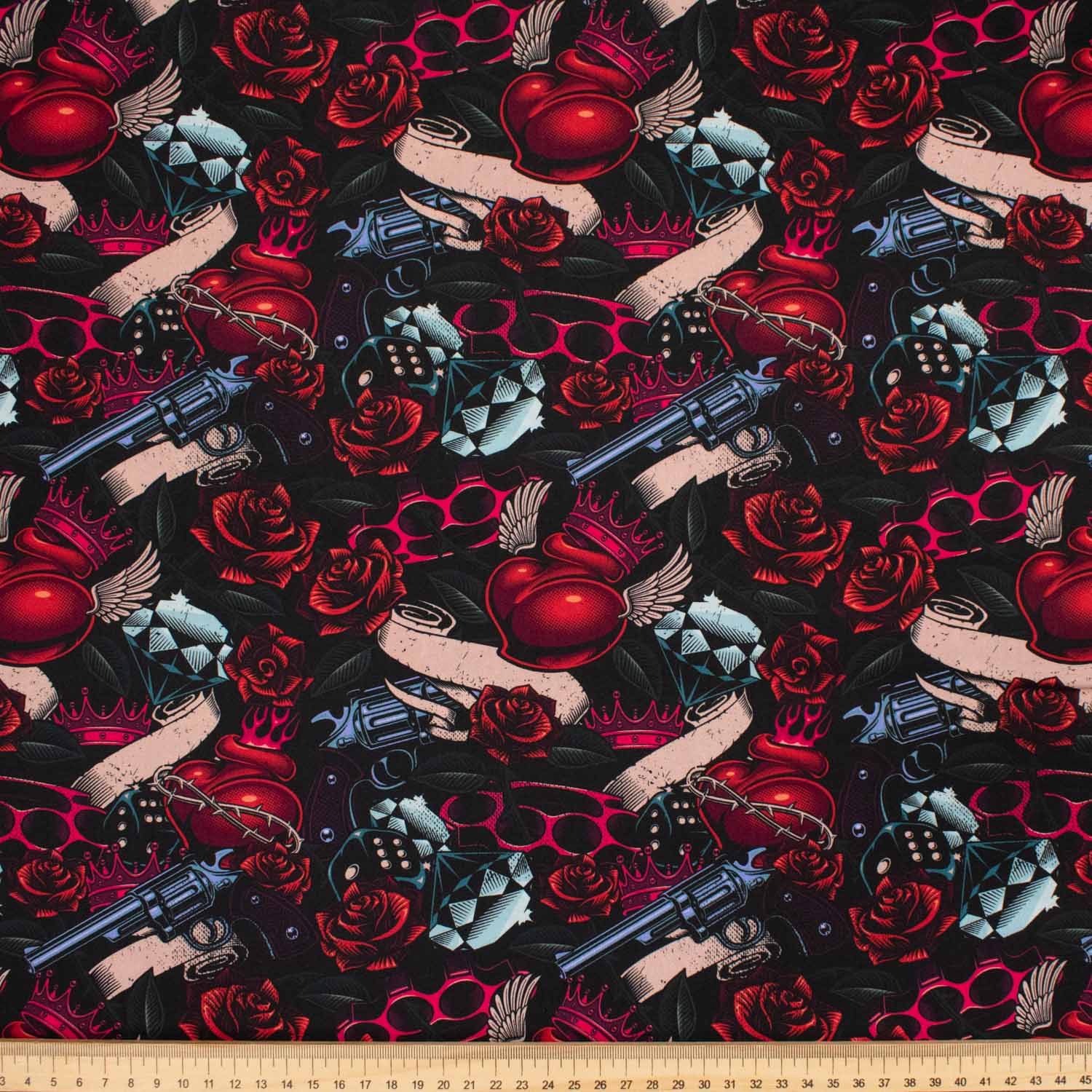 Gothic Characteristic Tone Series Fire Roses & Red Heart Cotton Prints