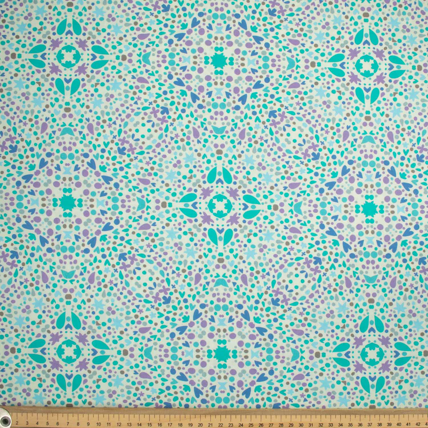 Flowers & Birds Cartoon Collection #19 Blue Mosaic Cotton Prints