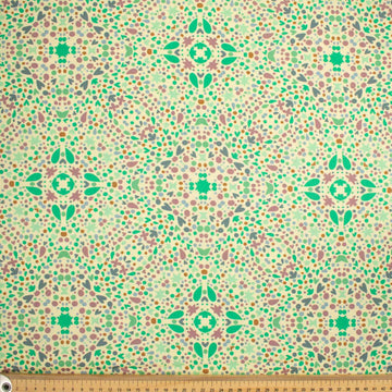 Flowers & Birds Cartoon Collection #20 Green Mosaic Cotton Prints