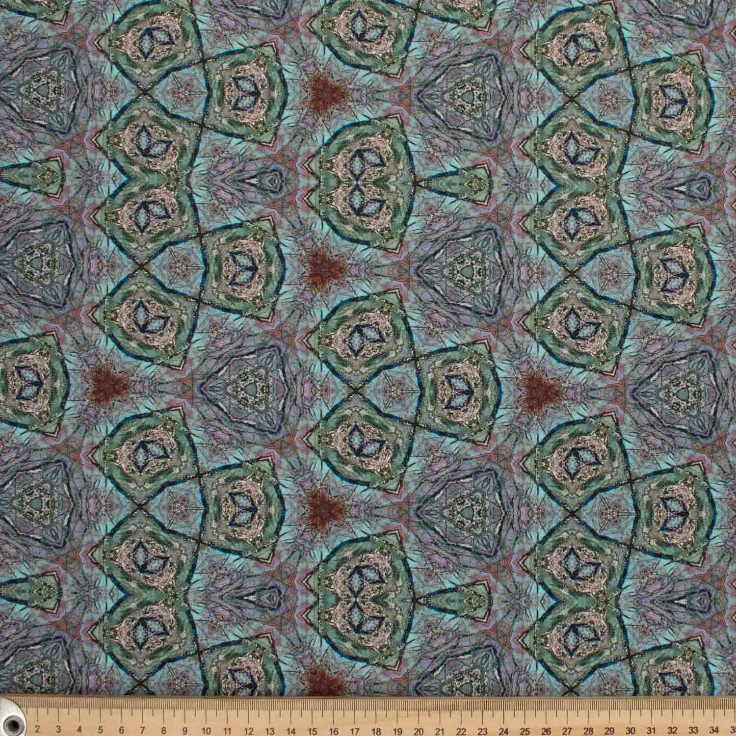 Retro Series Kaleidoscope Green Cotton Prints