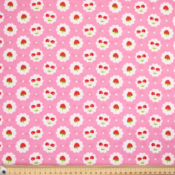 Indie Pop Strawberry Collection #07 Strawberry & Cherry on Pink Cotton Prints