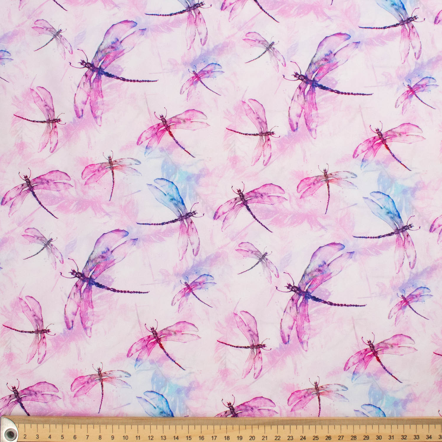 Animal Series Dragonfly Pink & Blue Cotton Prints