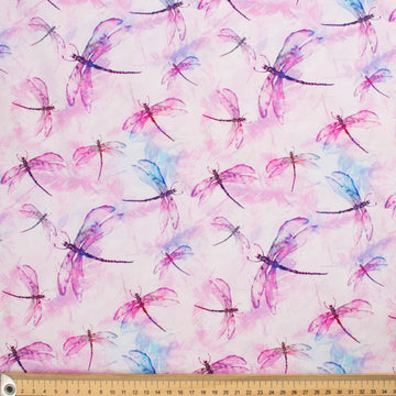 Animal Series Dragonfly Pink & Blue Cotton Prints