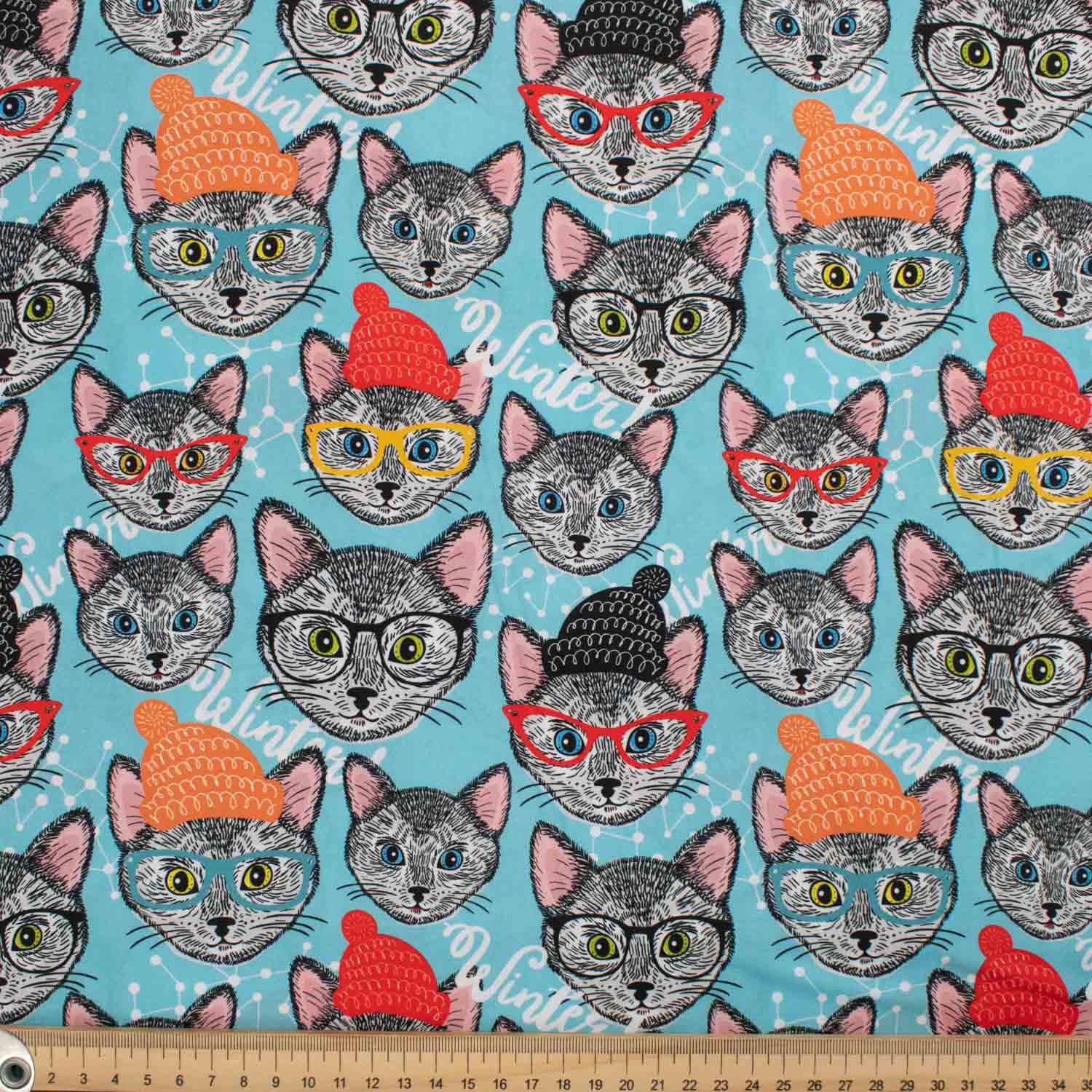 Animal Series Bombay Cat on Blue Cotton Prints