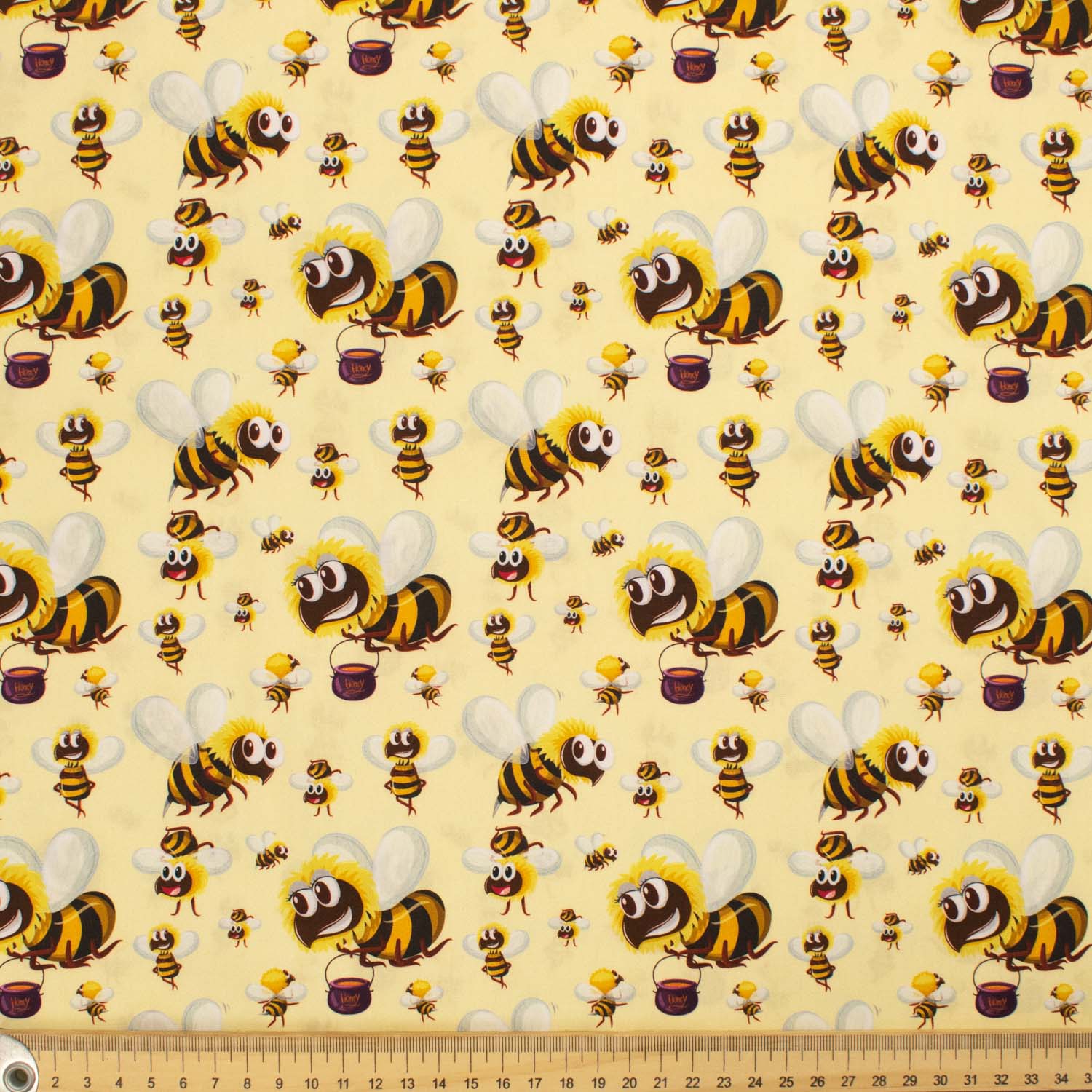 Animal Series Hard Working Bee Yellow Cotton Prints