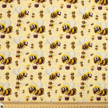 Animal Series Hard Working Bee Yellow Cotton Prints