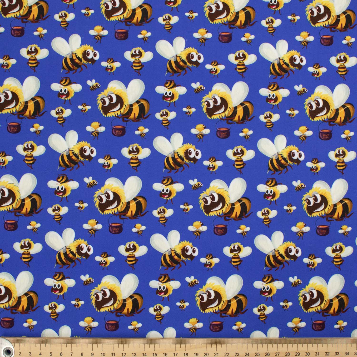 Animal Series Hard Working Bee Blue Cotton Prints