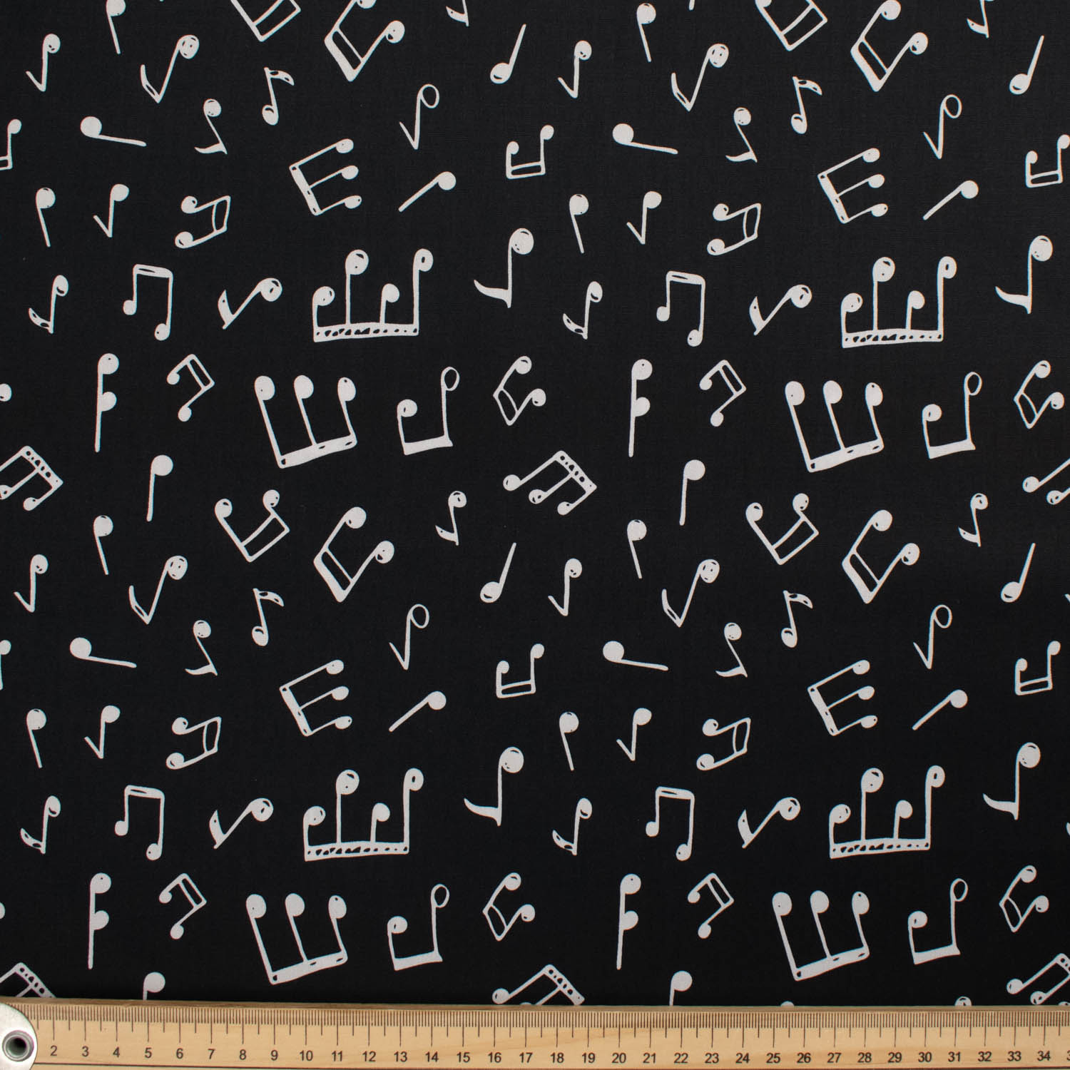 Musical Collection Musical Notes White on Black Cotton Prints