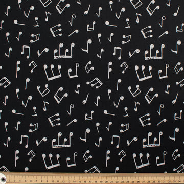 Musical Collection Musical Notes White on Black Cotton Prints