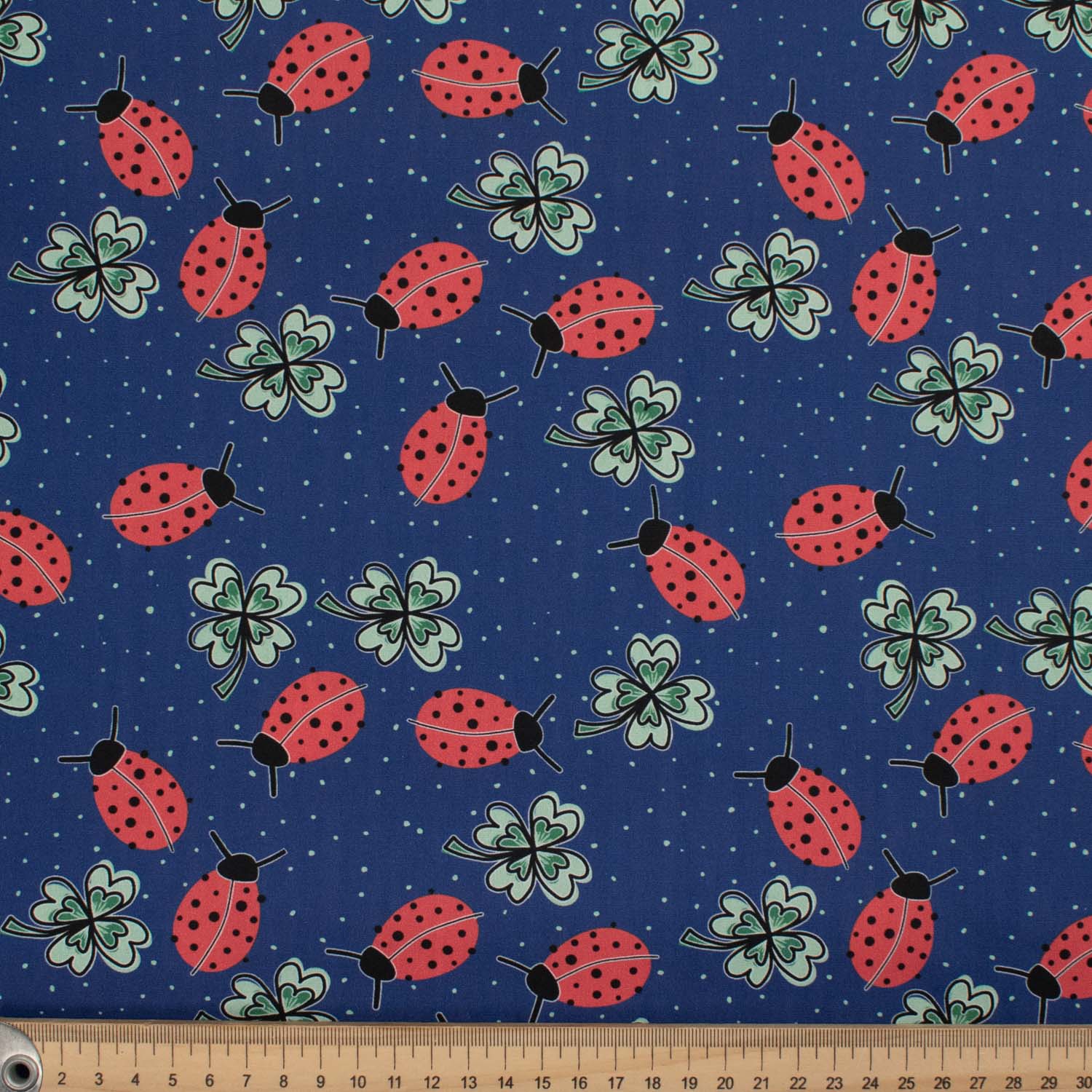 Animal Series Ladybird Stellate Clover Blue Cotton Prints