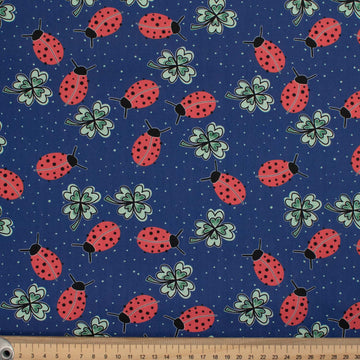 Animal Series Ladybird Stellate Clover Blue Cotton Prints