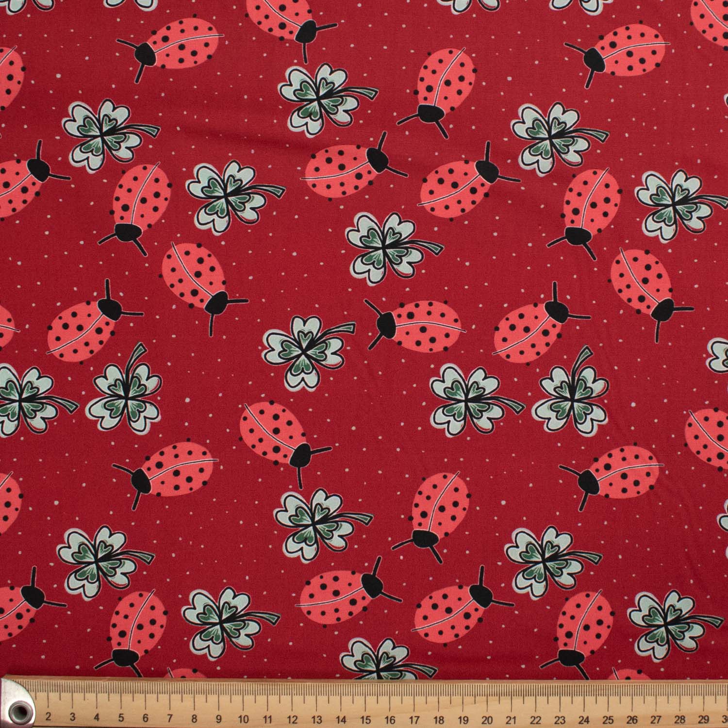 Animal Series Ladybird Stellate Clover Red Cotton Prints