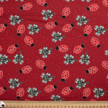 Animal Series Ladybird Stellate Clover Red Cotton Prints