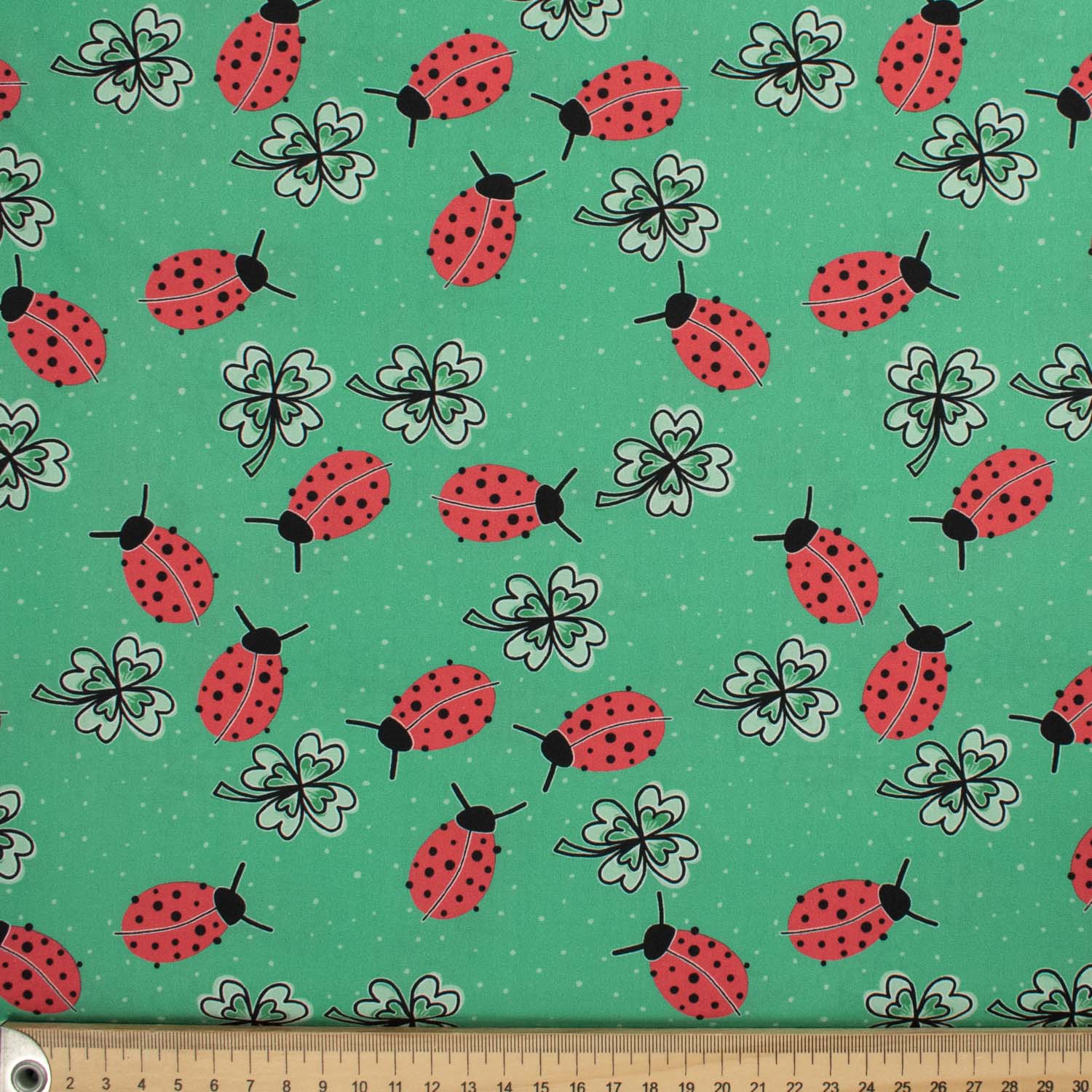Animal Series Ladybird Stellate Clover Teal Cotton Prints