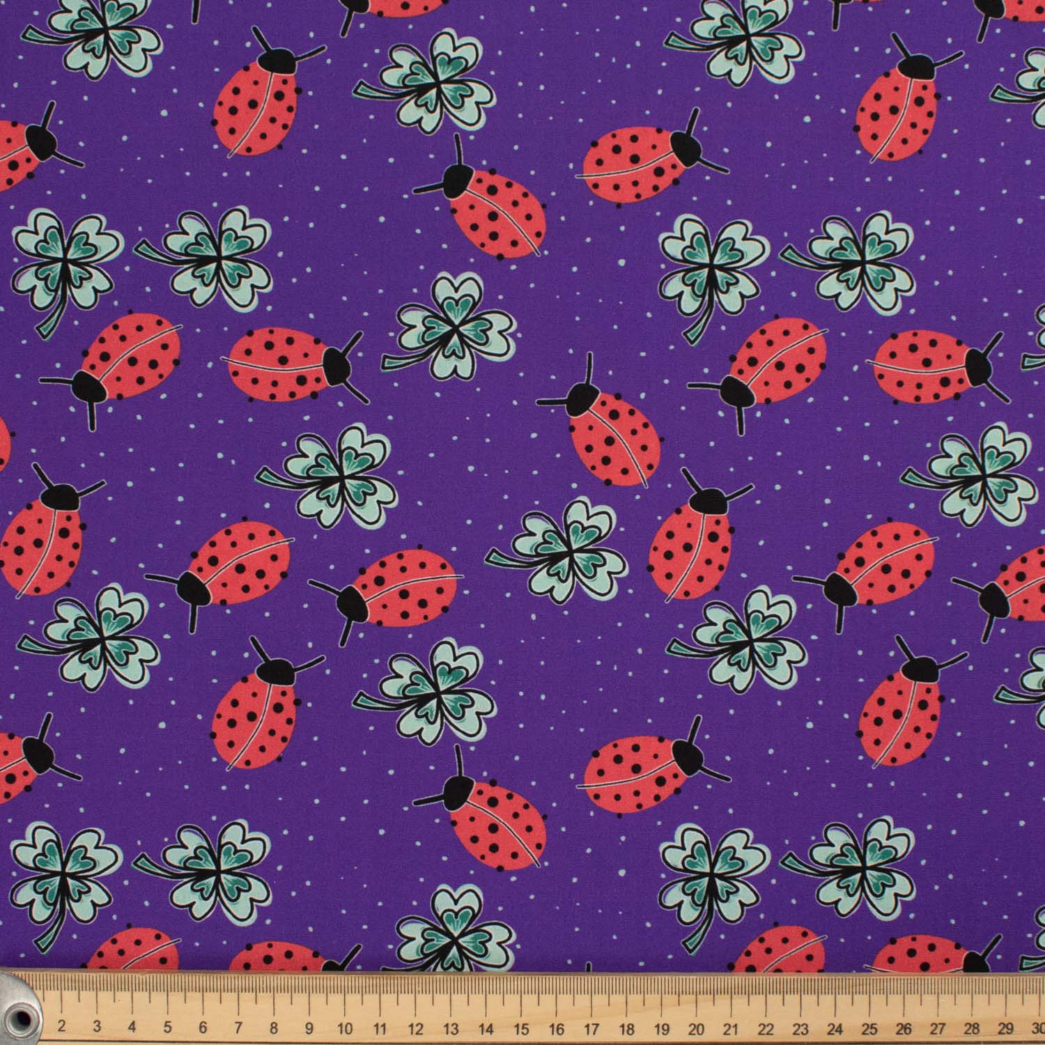 Animal Series Ladybird Stellate Clover Purple Cotton Prints