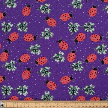 Animal Series Ladybird Stellate Clover Purple Cotton Prints