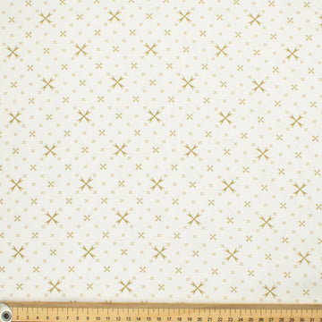 Country Side Collection #01 Sage Cross Quadrilateral on White Cotton Prints