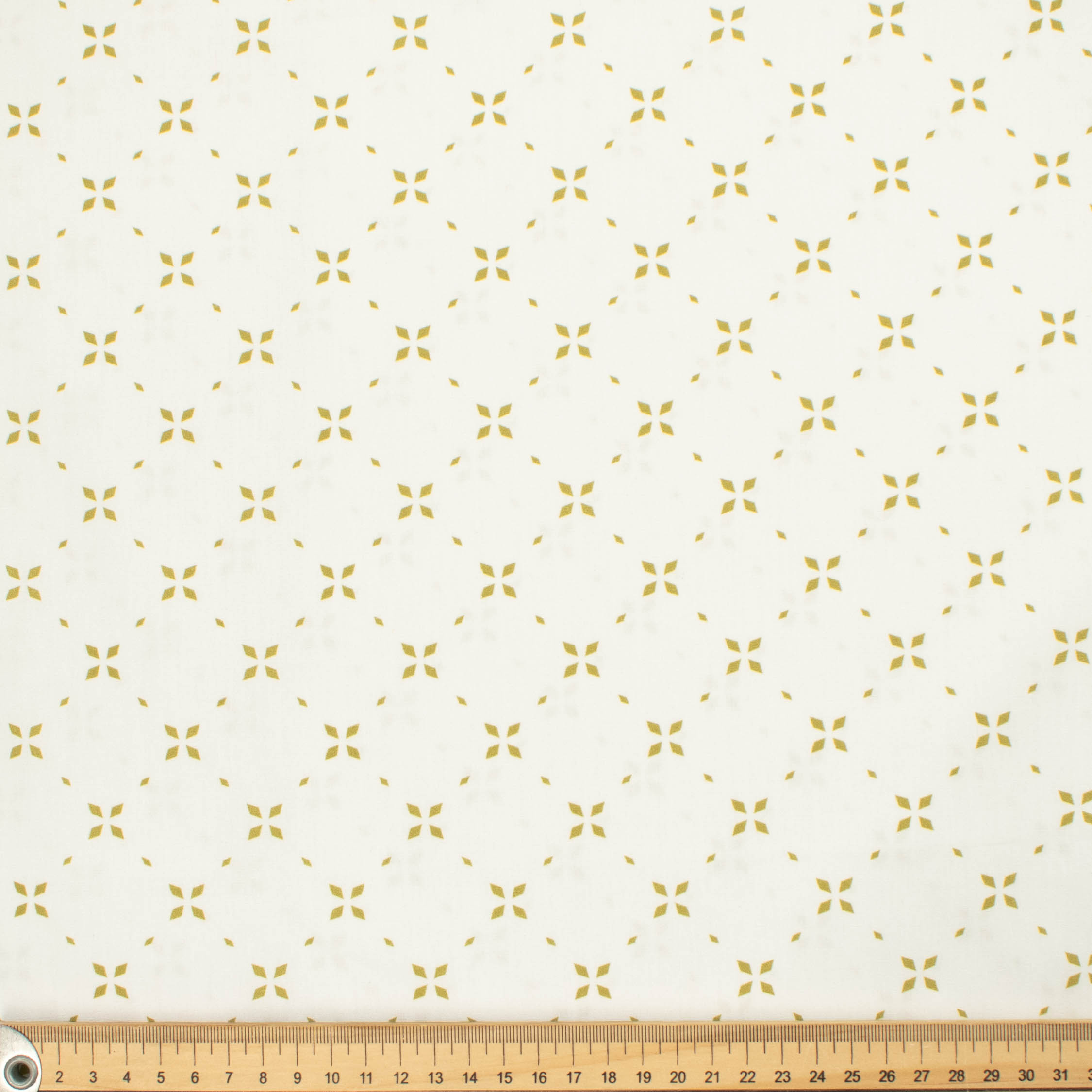 Country Side Collection #02 Sage Quadrilateral Geometric on White Cotton Prints