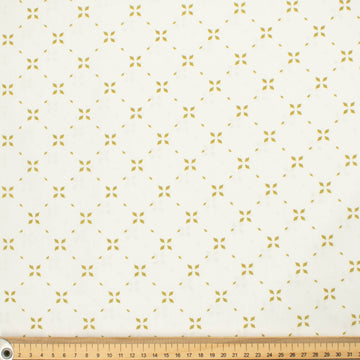 Country Side Collection #02 Sage Quadrilateral Geometric on White Cotton Prints