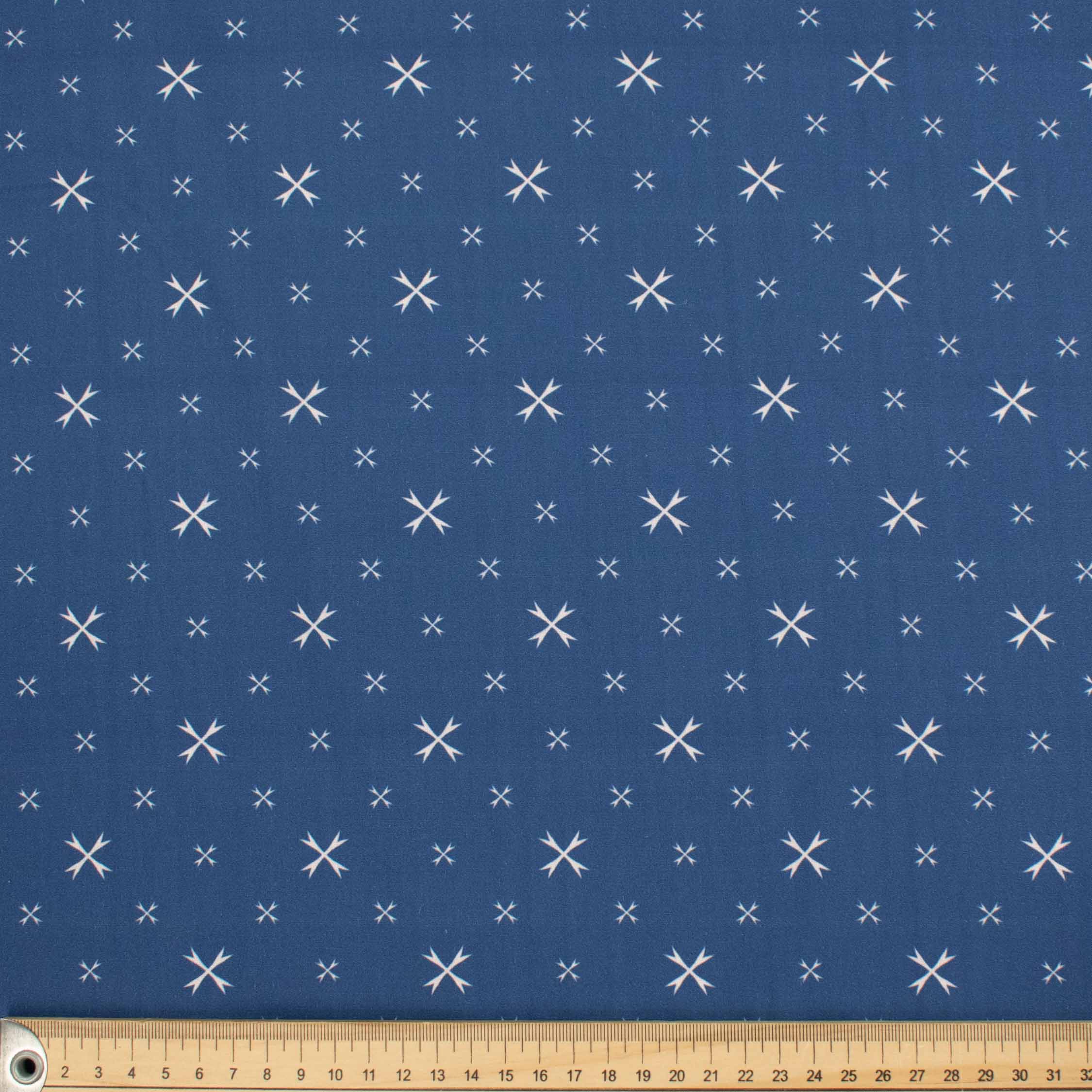 Country Side Collection #24 White Cross Quadrilateral on Dark Blue Cotton Prints