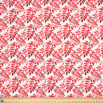 Country Side Collection #12 Red Leaves on White Cotton Prints
