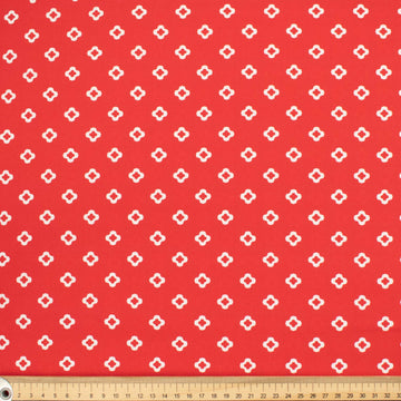 Country Side Collection #27 White Geometric Floral on Red Cotton Prints
