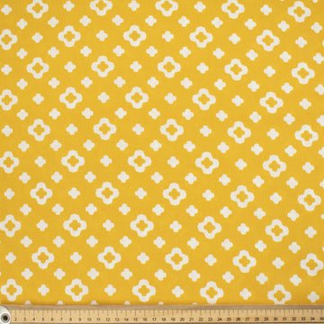 Country Side Collection #08 White Geometric Floral on Yellow Cotton Prints