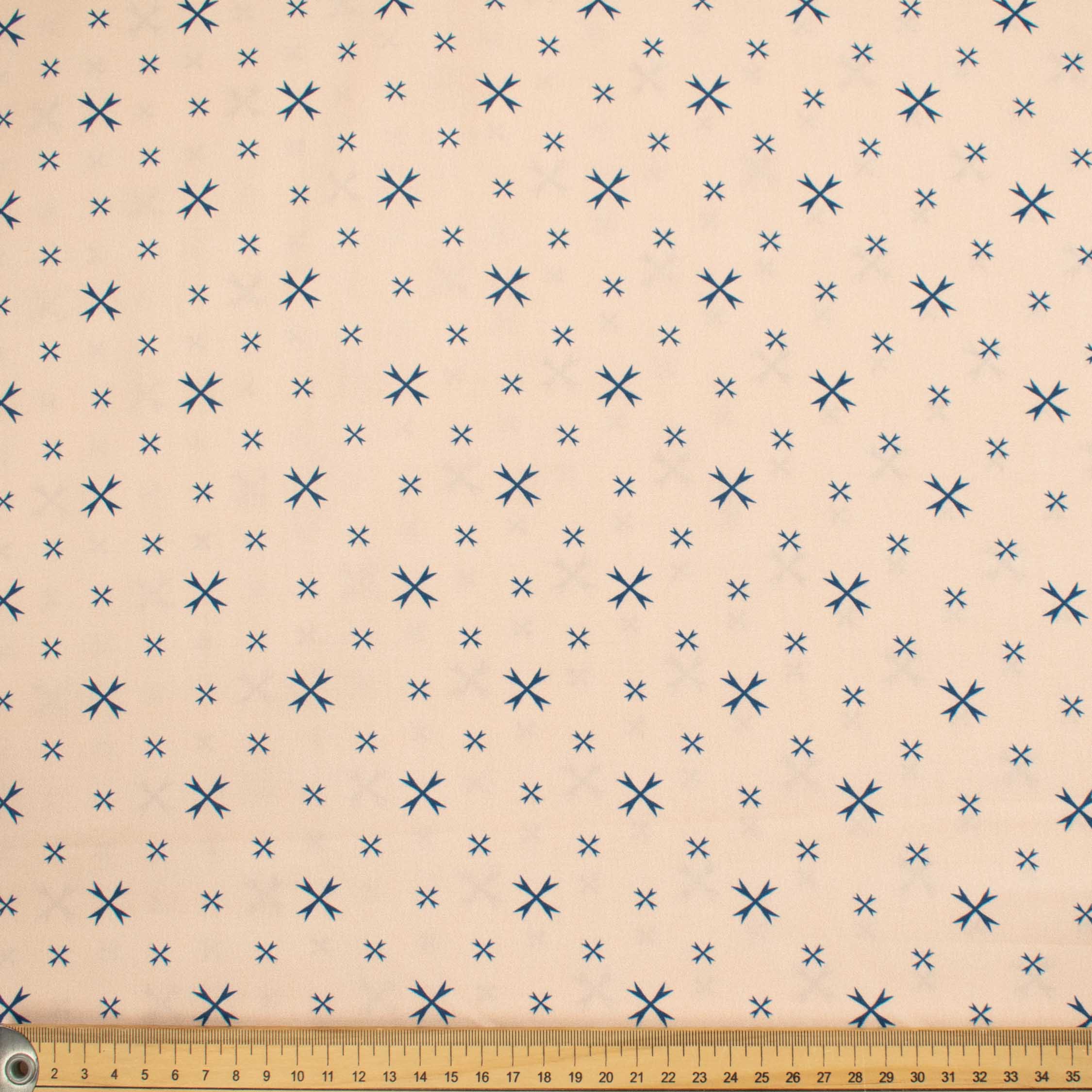 Country Side Collection #23 Blue Cross Quadrilateral on Peach Cotton Prints