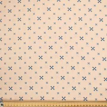 Country Side Collection #23 Blue Cross Quadrilateral on Peach Cotton Prints