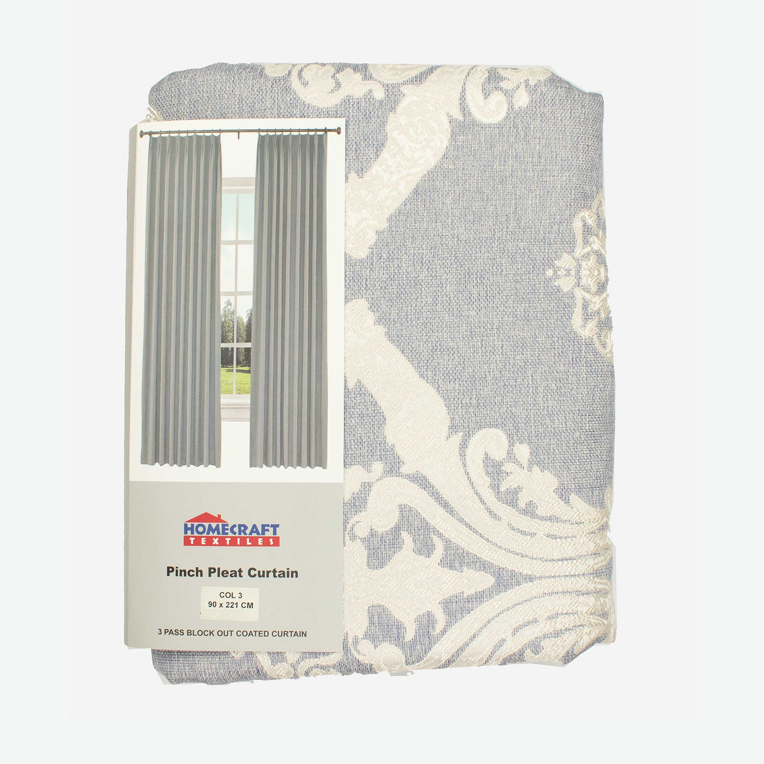 Blockout Pinch Pleat Embroidered Jacquard Curtain