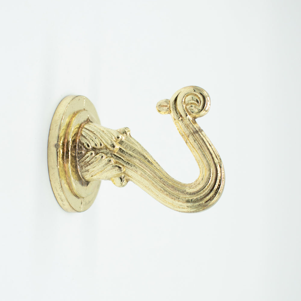 Gold Decorative Metal Tieback Hook – Heavy-Duty Wall Mount with Screws & Anchor Plug