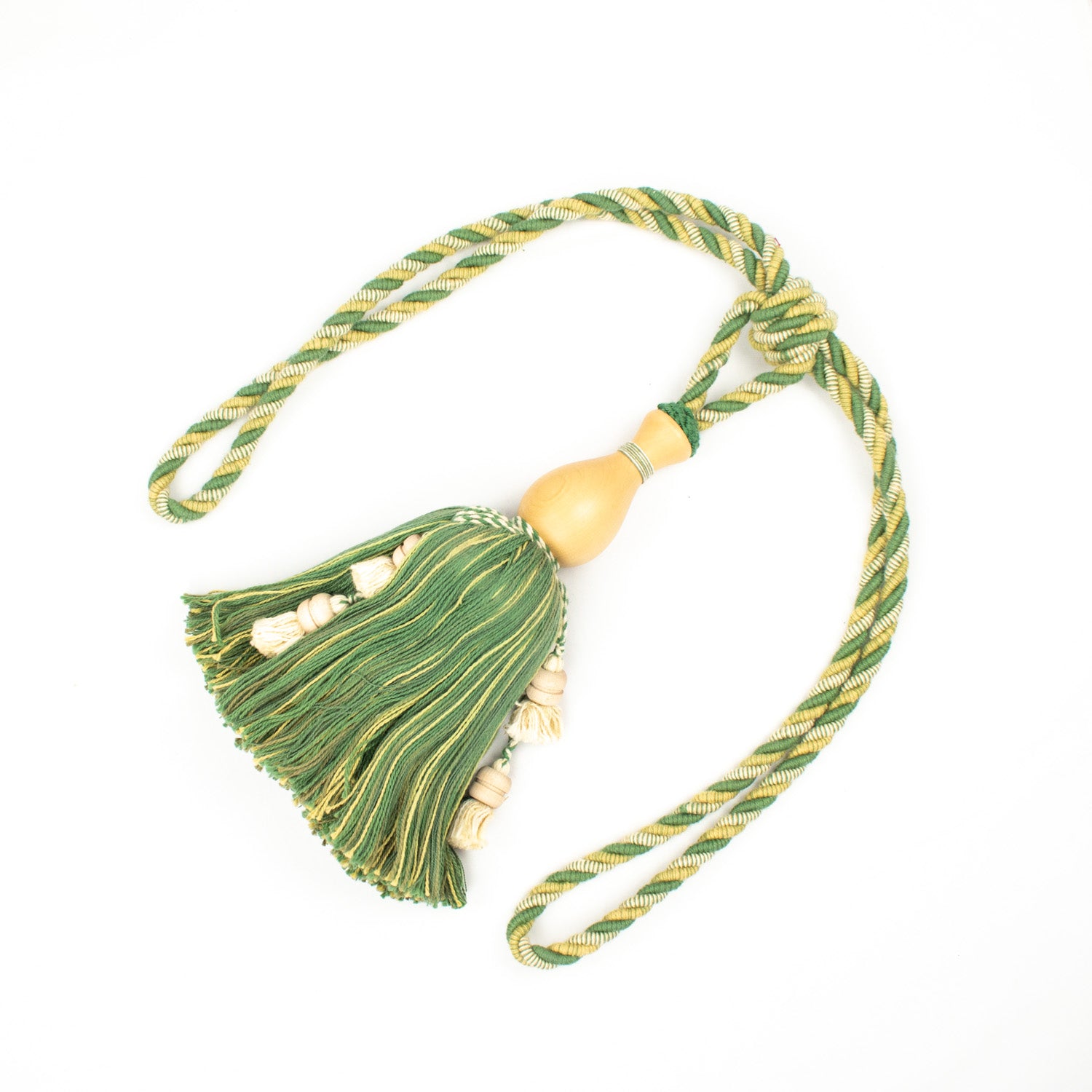 Cotton and Wood Curtain Tassel Tie Back - Design 57