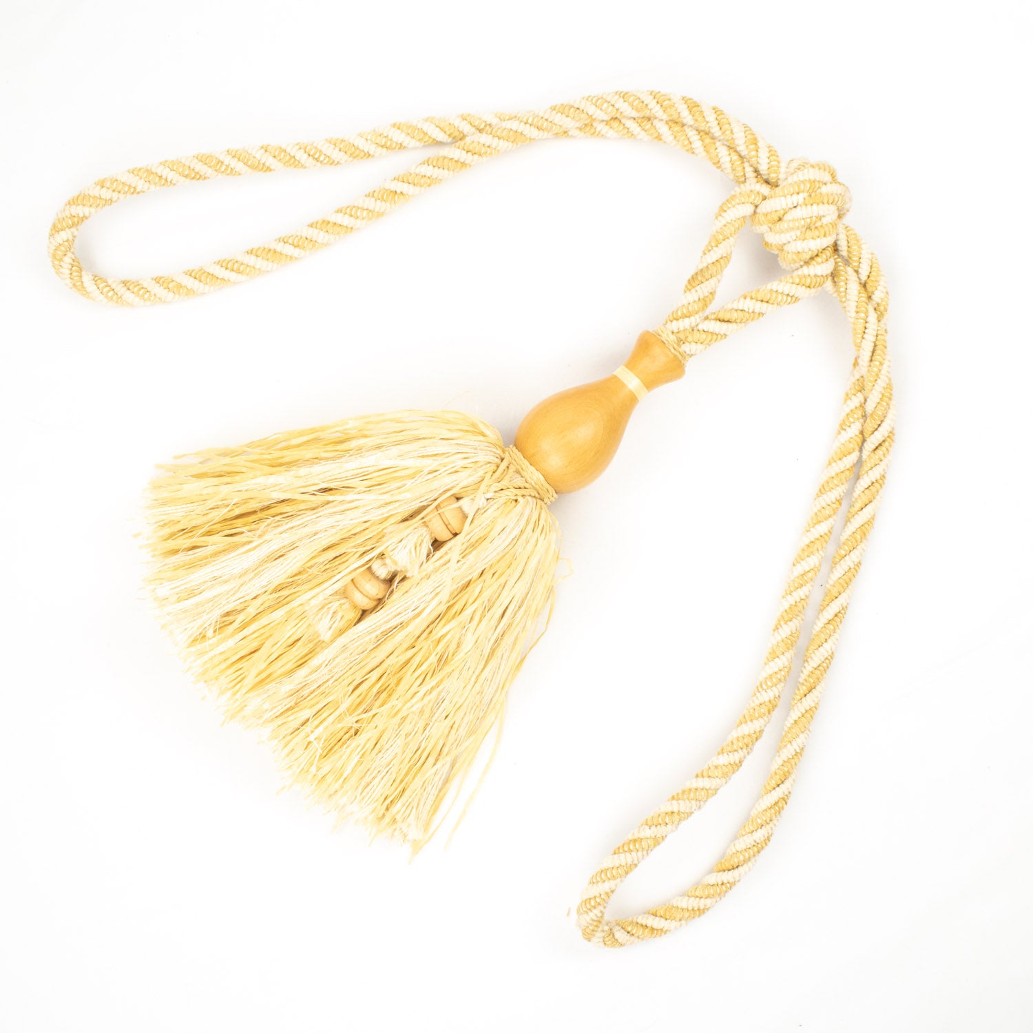 Cotton and Wood Curtain Tassel Tie Back - Design 56