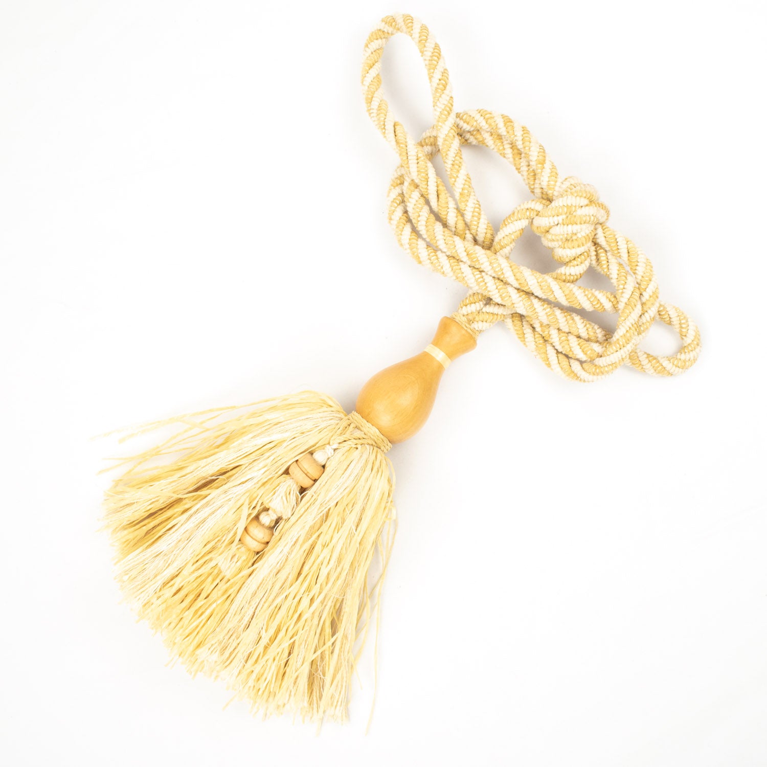 Cotton and Wood Curtain Tassel Tie Back - Design 56