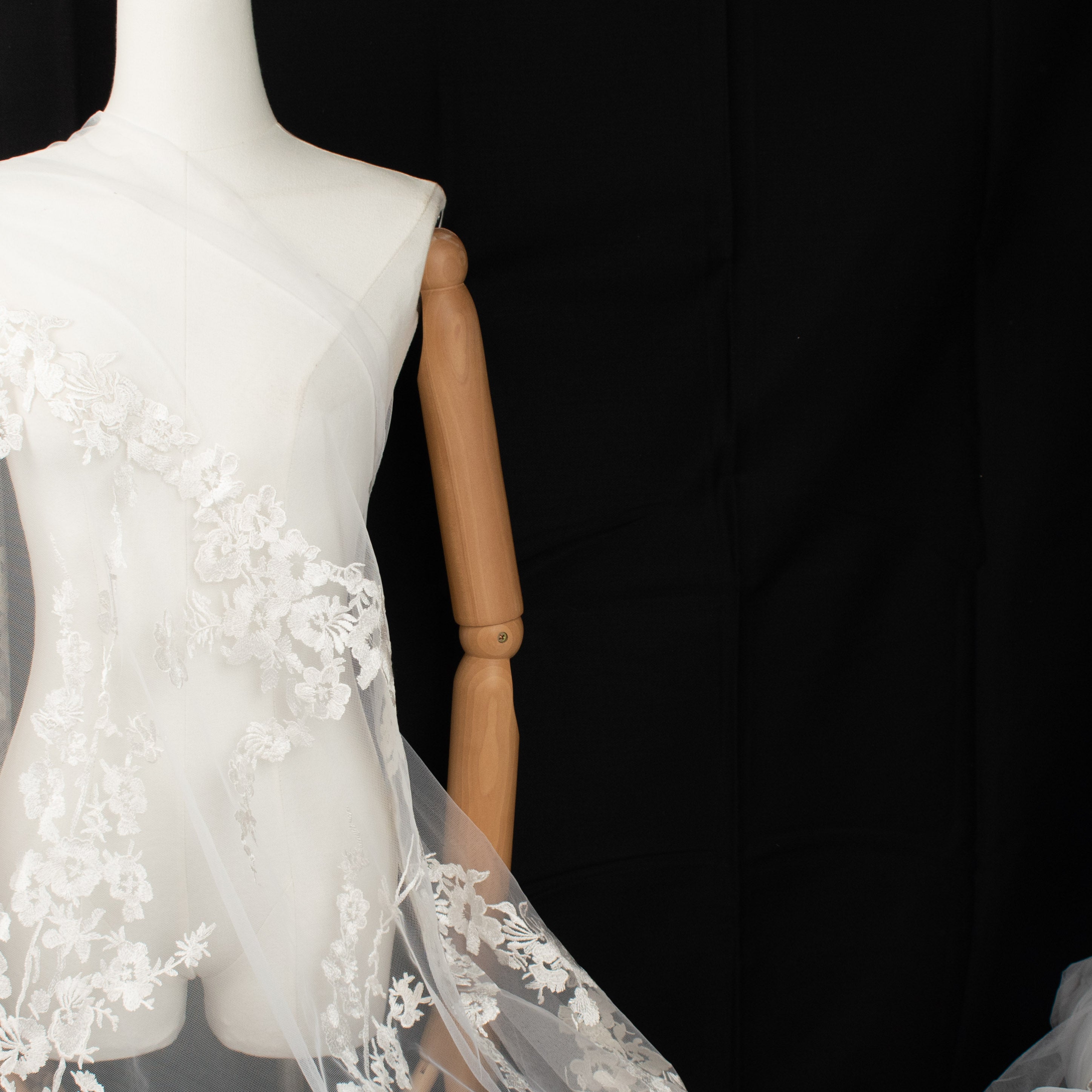 3D Flower Embroidered Lace Ivory Design-10