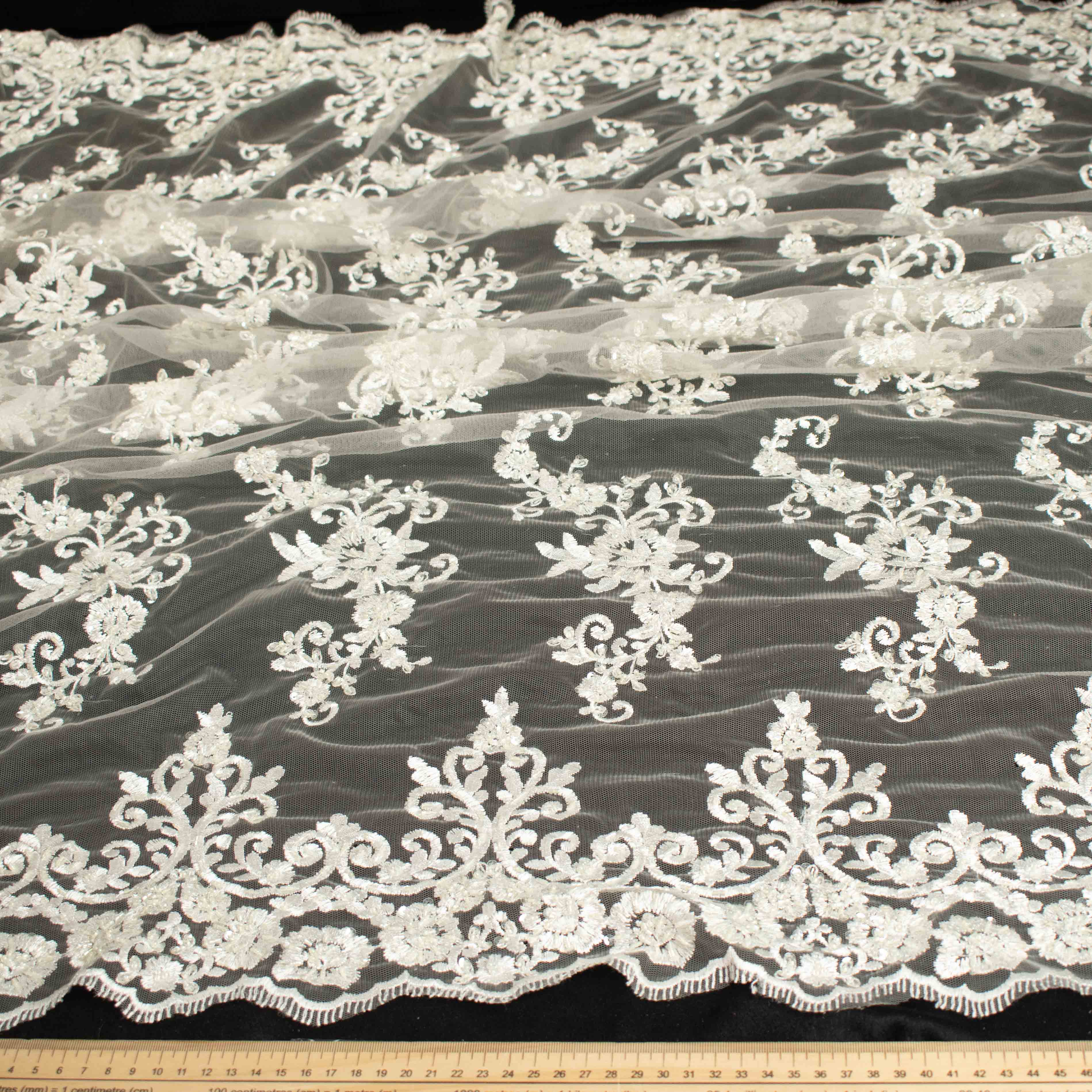 Embroidery Beaded Lace Ivory Design-18