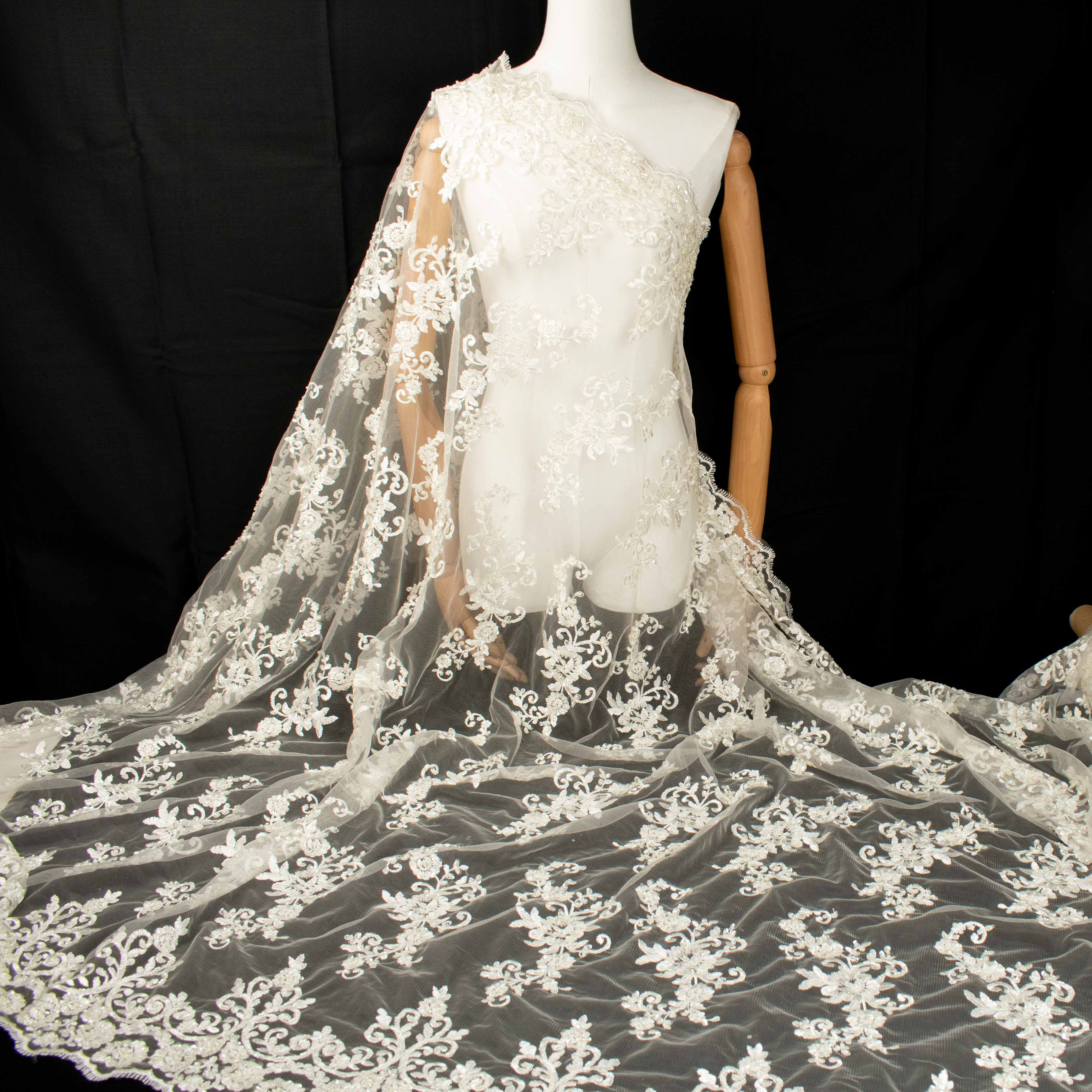 Embroidery Beaded Lace Ivory Design-18